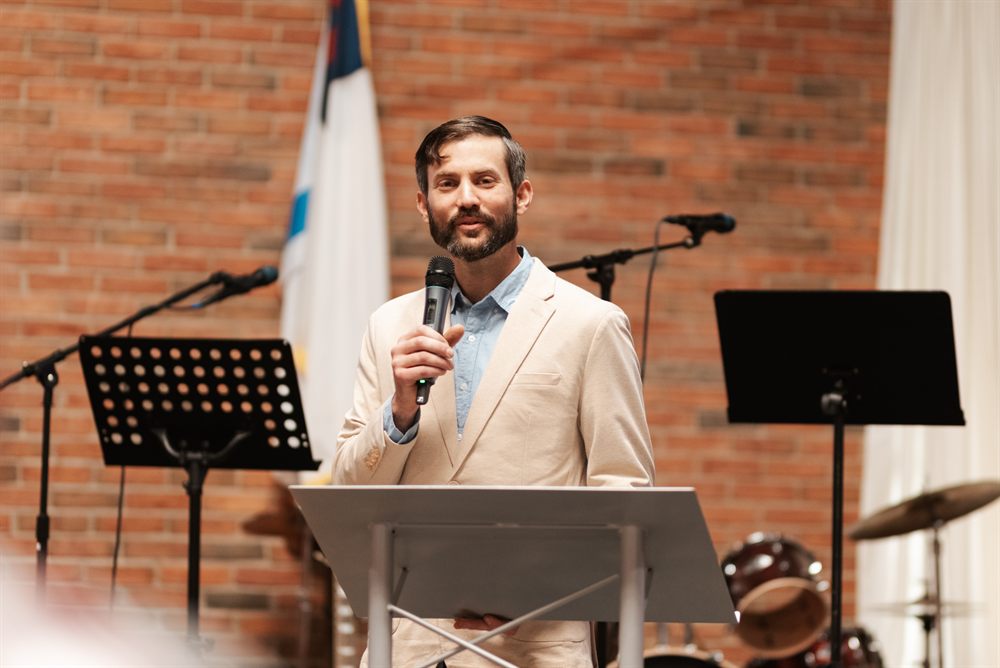 A message being given at a Sunday gathering